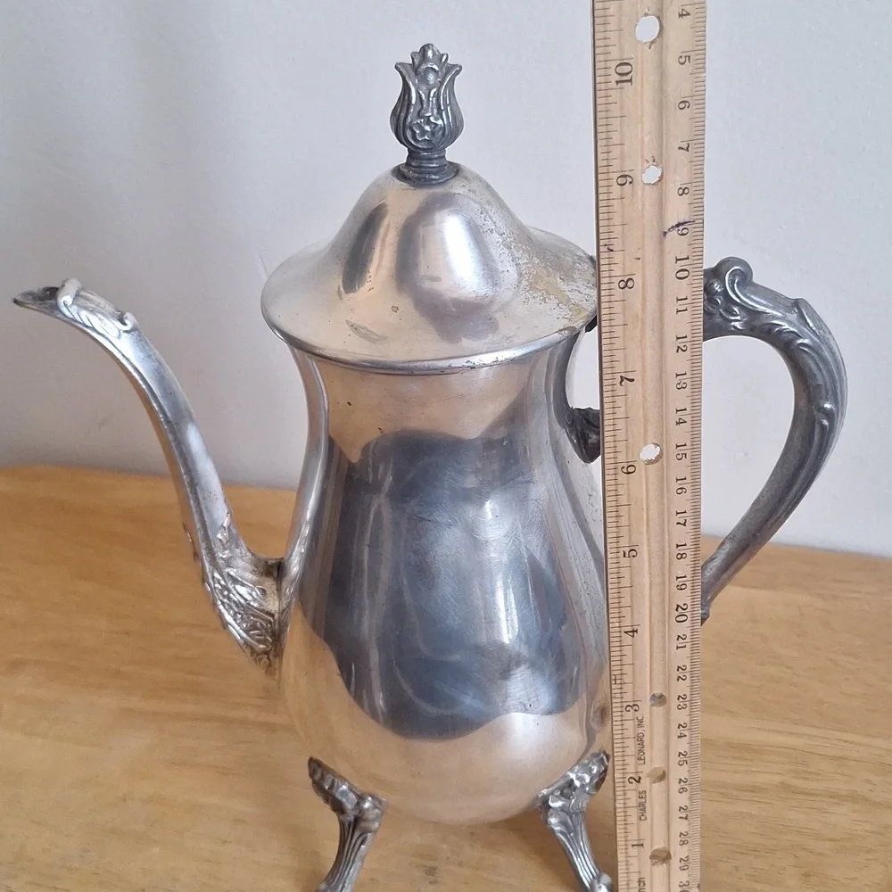 Polished Vintage Leonard Silver Plate Coffee Pot - Ornate Footed Style
